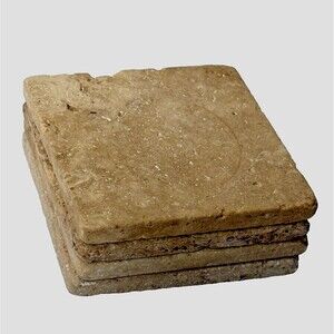Travertine Natural Stone Coasters 4" X 4" X .25" Set of 4